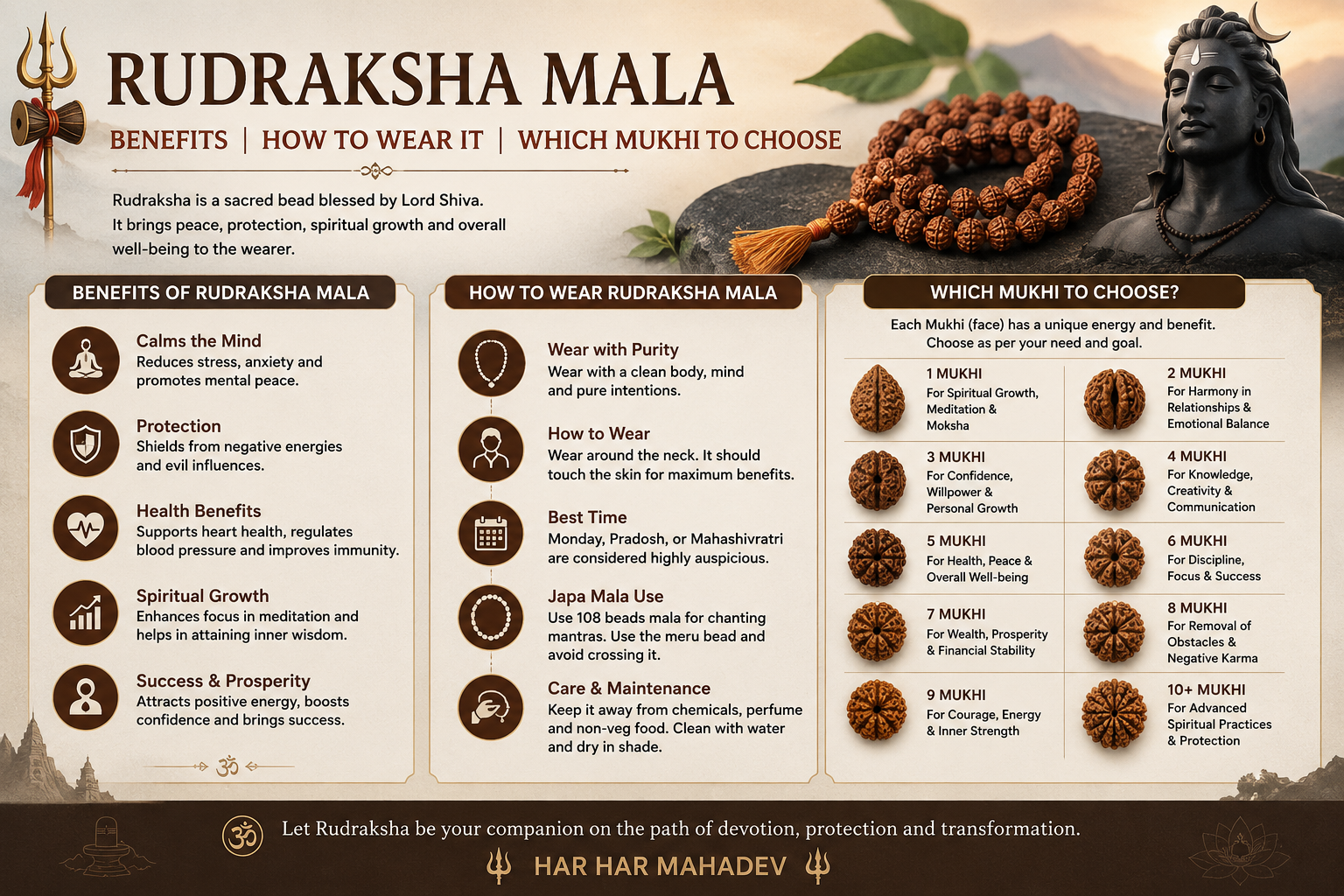 Rudraksha Mala Benefits How to Wear It and Which Mukhi to Choose