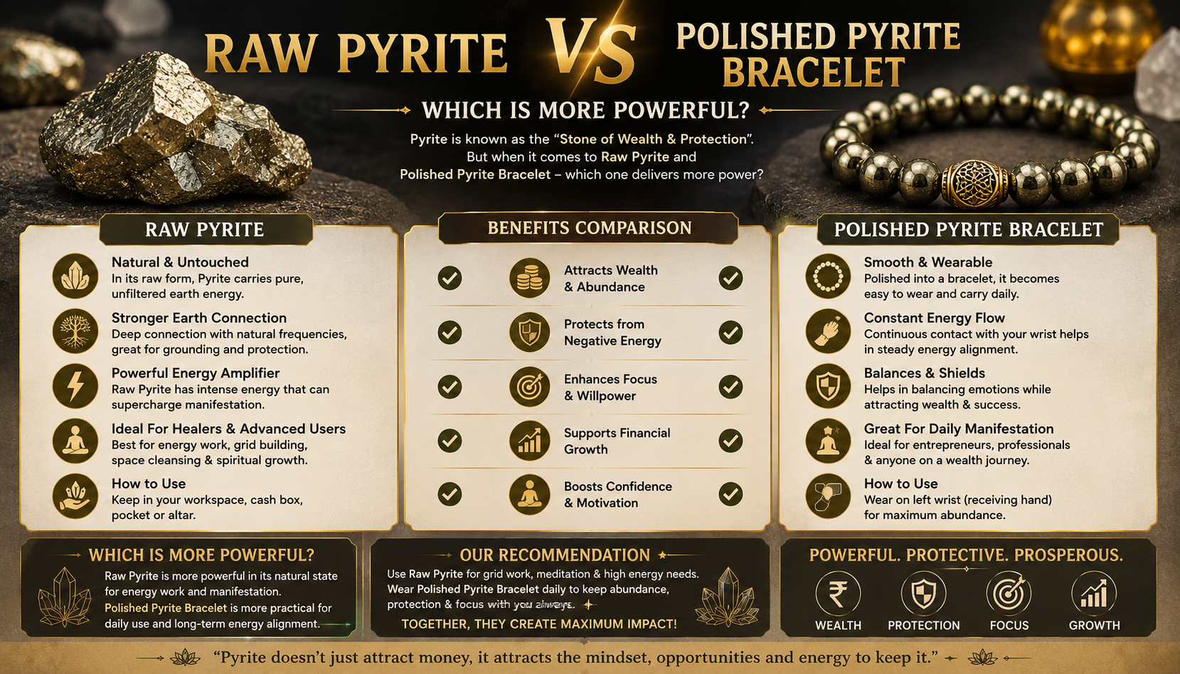 Raw Pyrite vs Polished Pyrite Bracelet Which Is More Powerful
