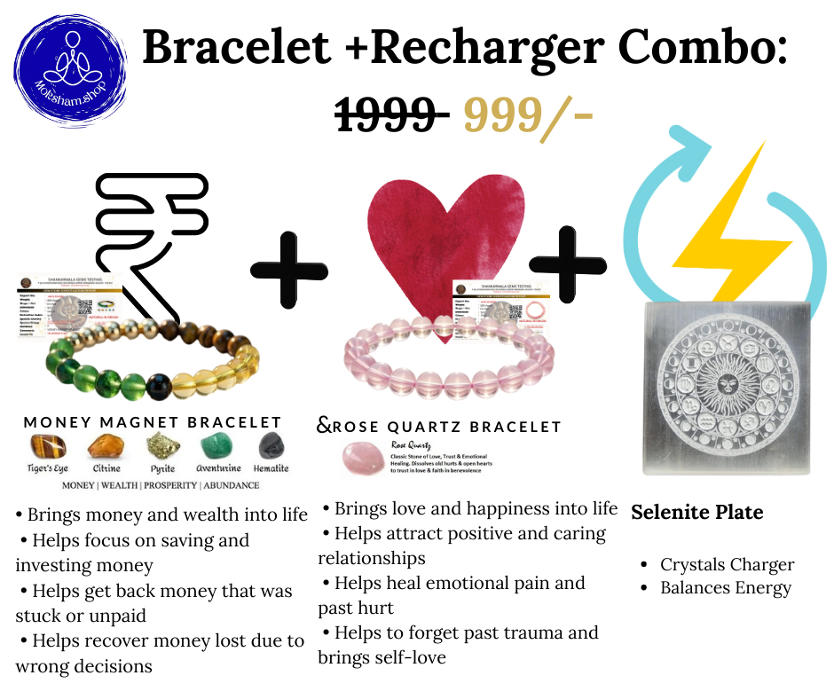 The Moksham Money Magnet & Rose Quartz Combo Bracelet