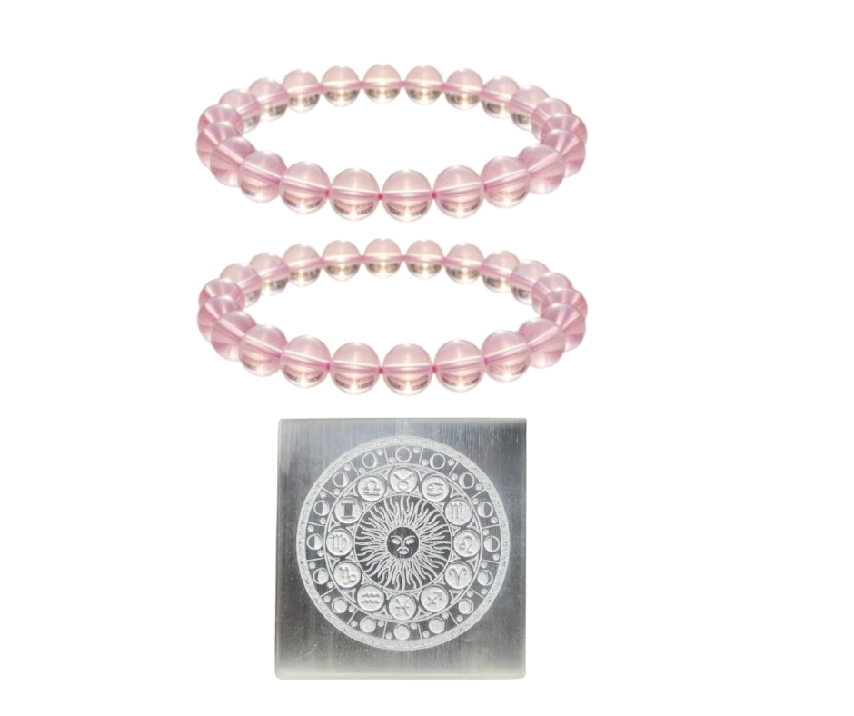 The Moksham Rose Quartz Natural Stone Couple Bracelet