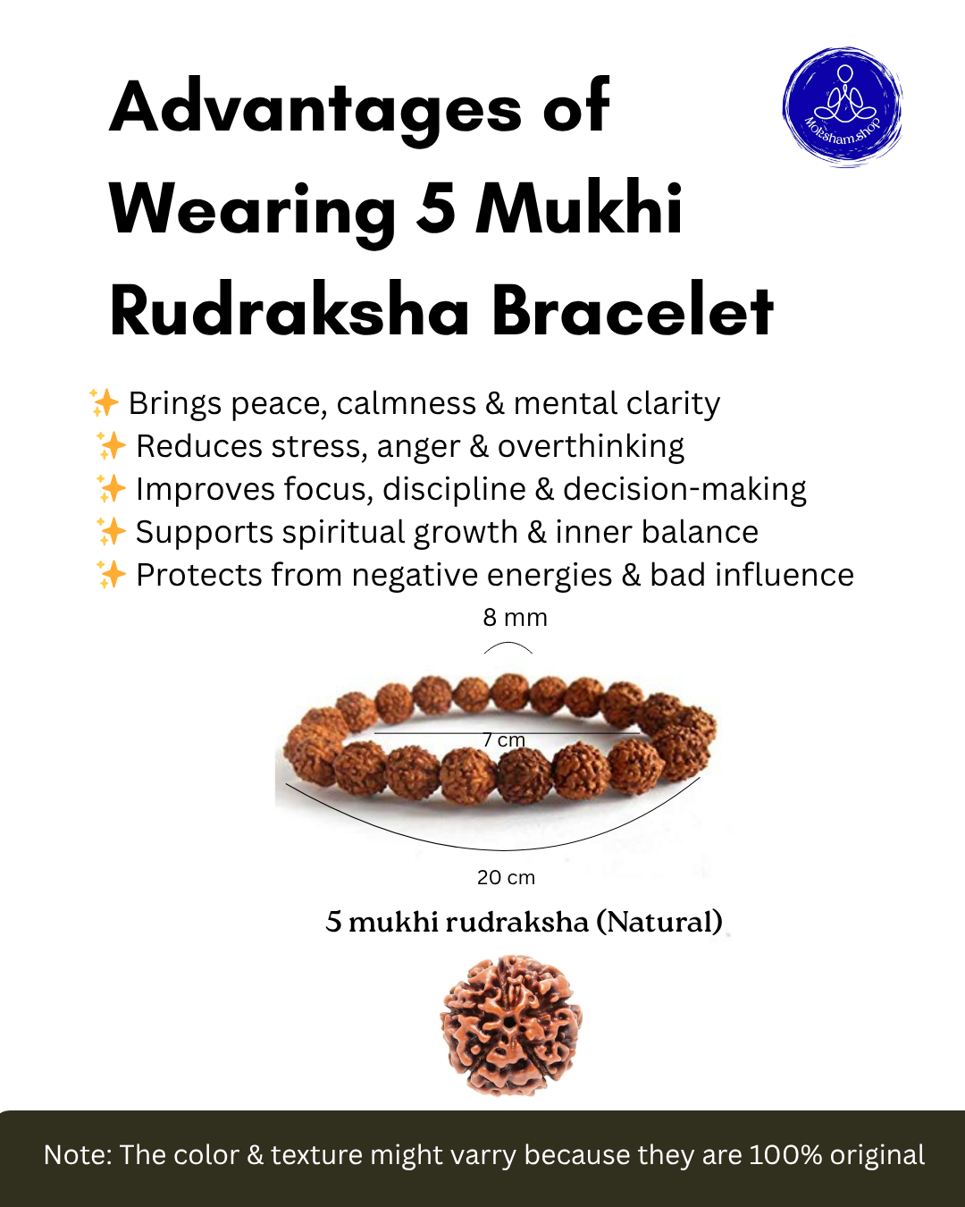5 Mukhi Rudraksha Bracelet