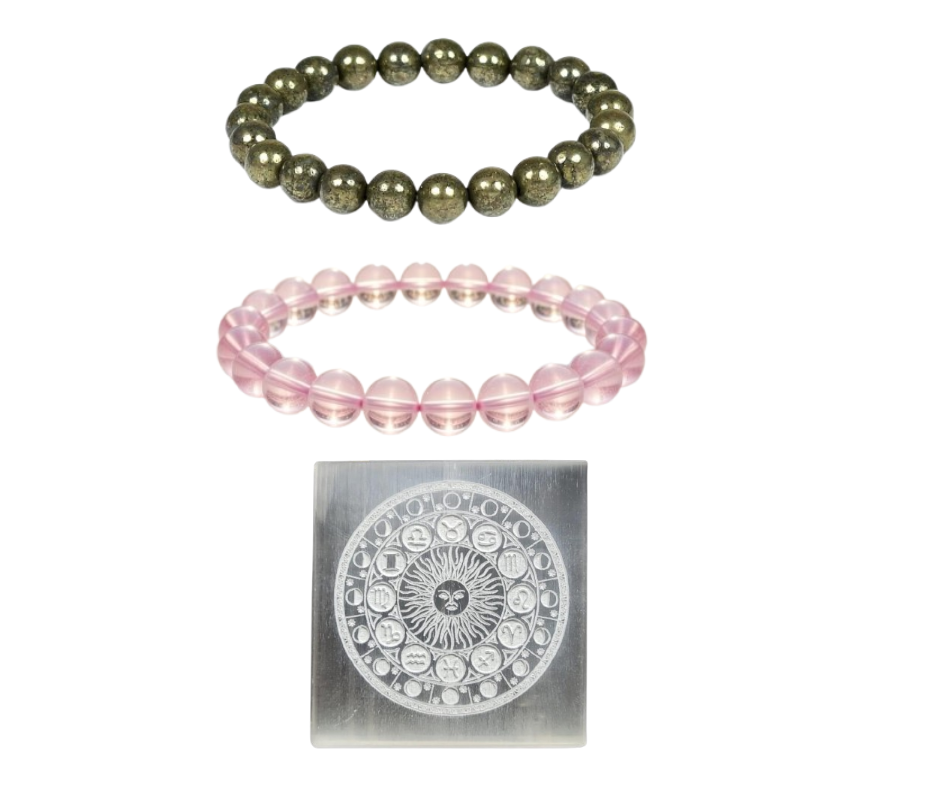 The Moksham Super Raw Pyrite & Rose Quartz Combo Bracelet