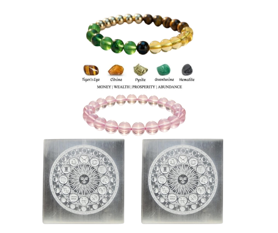 The Moksham Money Magnet & Rose Quartz Combo Bracelet