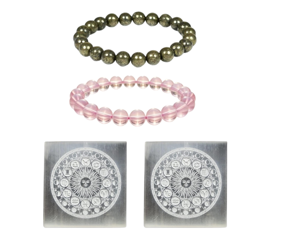 The Moksham Super Raw Pyrite & Rose Quartz Combo Bracelet