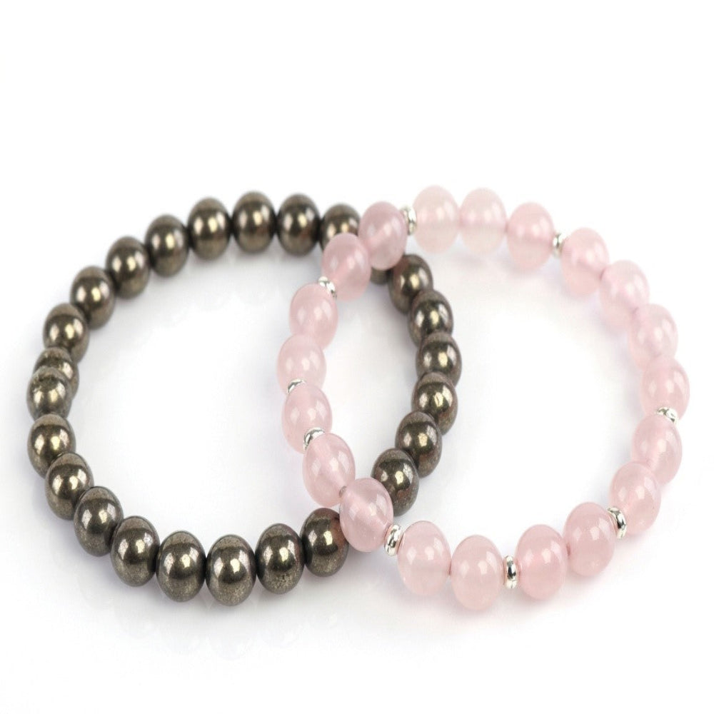 Raw Pyrite & Rose Quartz Combo