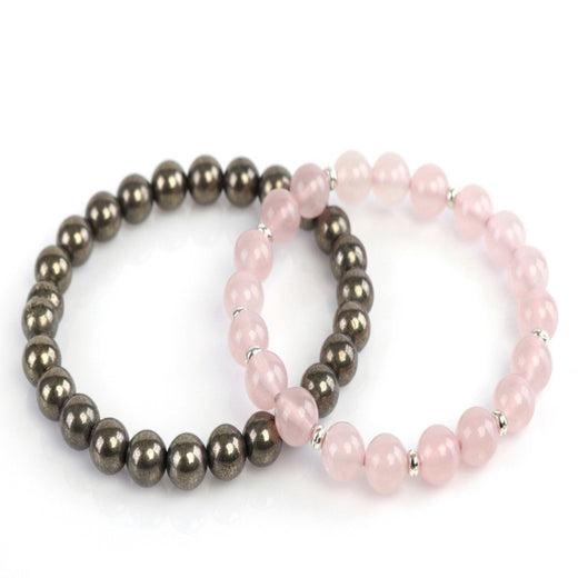 Raw Pyrite & Rose Quartz Combo