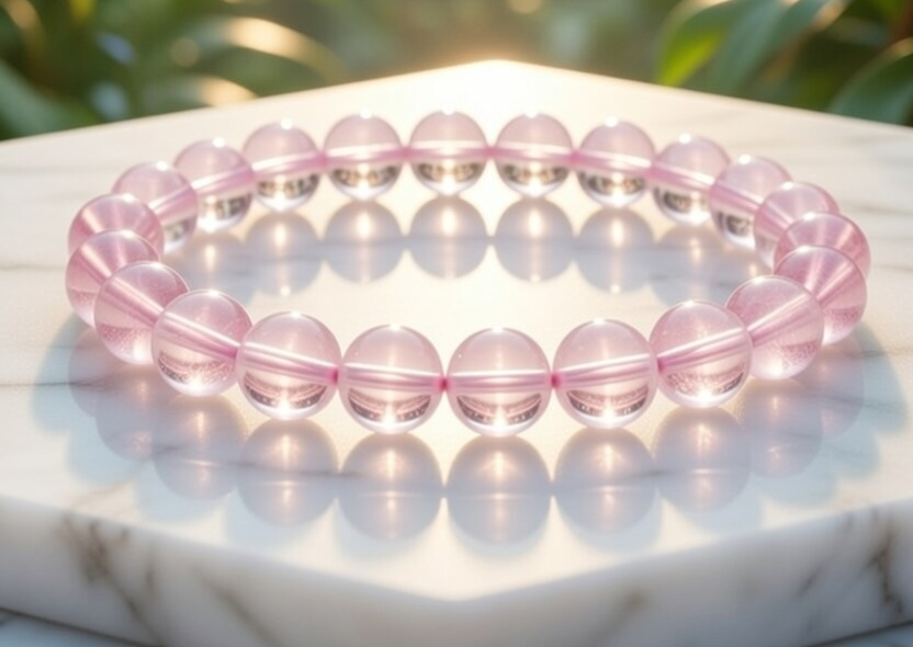 The Moksham Rose Quartz Natural Stone Couple Bracelet